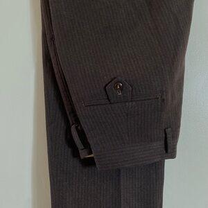 Vintage 1940s 1950s Drop Loop Dark Brown Striped Slacks 30”